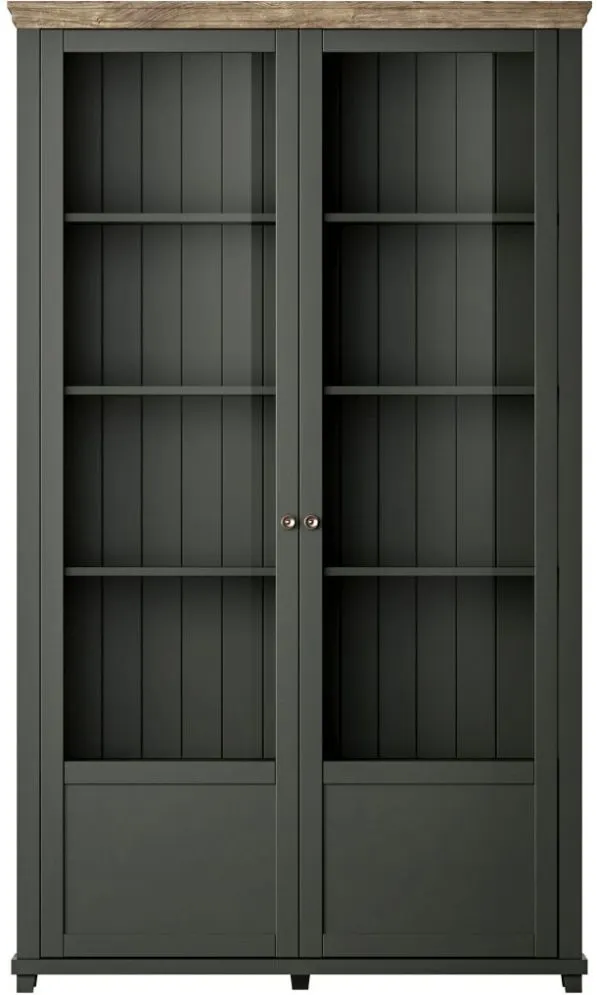 Witryna EVORA 2D zielona mat/dąb lefkas lewa HELVETIA | MIRAT.  kolekcja EVORA