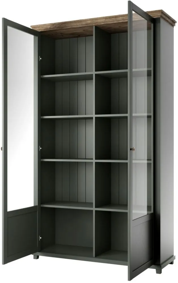 Witryna EVORA 2D zielona mat/dąb lefkas lewa HELVETIA | MIRAT.  kolekcja EVORA