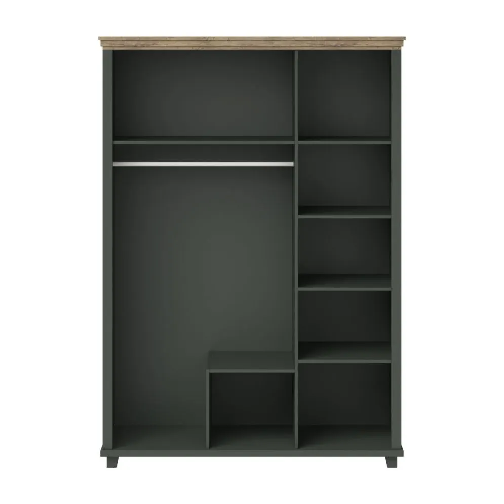 Szafa EVORA 3D2S 154cm zielona/dąb lefkas z lustrem I sklep meblowy MIRAT. styl SKANDYNAWSKI kolekcja EVORA