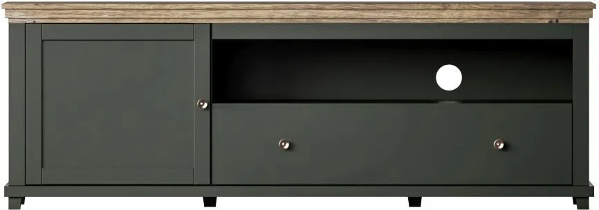 Szafka RTV EVORA 1D1S 181 zielona mat/dąb lefkas HELVETIA | MIRAT.  kolekcja EVORA