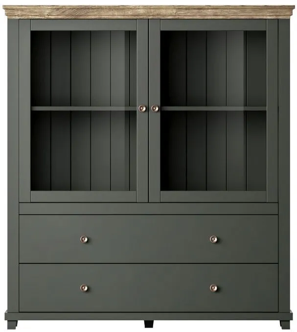 Komoda wysoka EVORA 2D2S 126 zielona mat/dąb lefkas HELVETIA | MIRAT. kolekcja EVORA