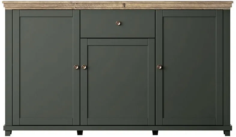 Komoda EVORA 3D1S 160 zielona mat/dąb lefkas HELVETIA | MIRAT.  kolekcja EVORA