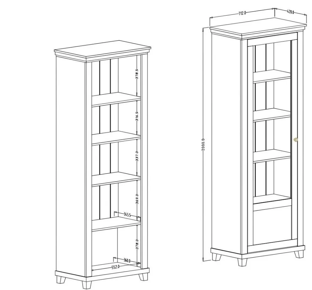Witryna EVORA 1D zielona mat/dąb lefkas lewa HELVETIA | MIRAT.  kolekcja EVORA