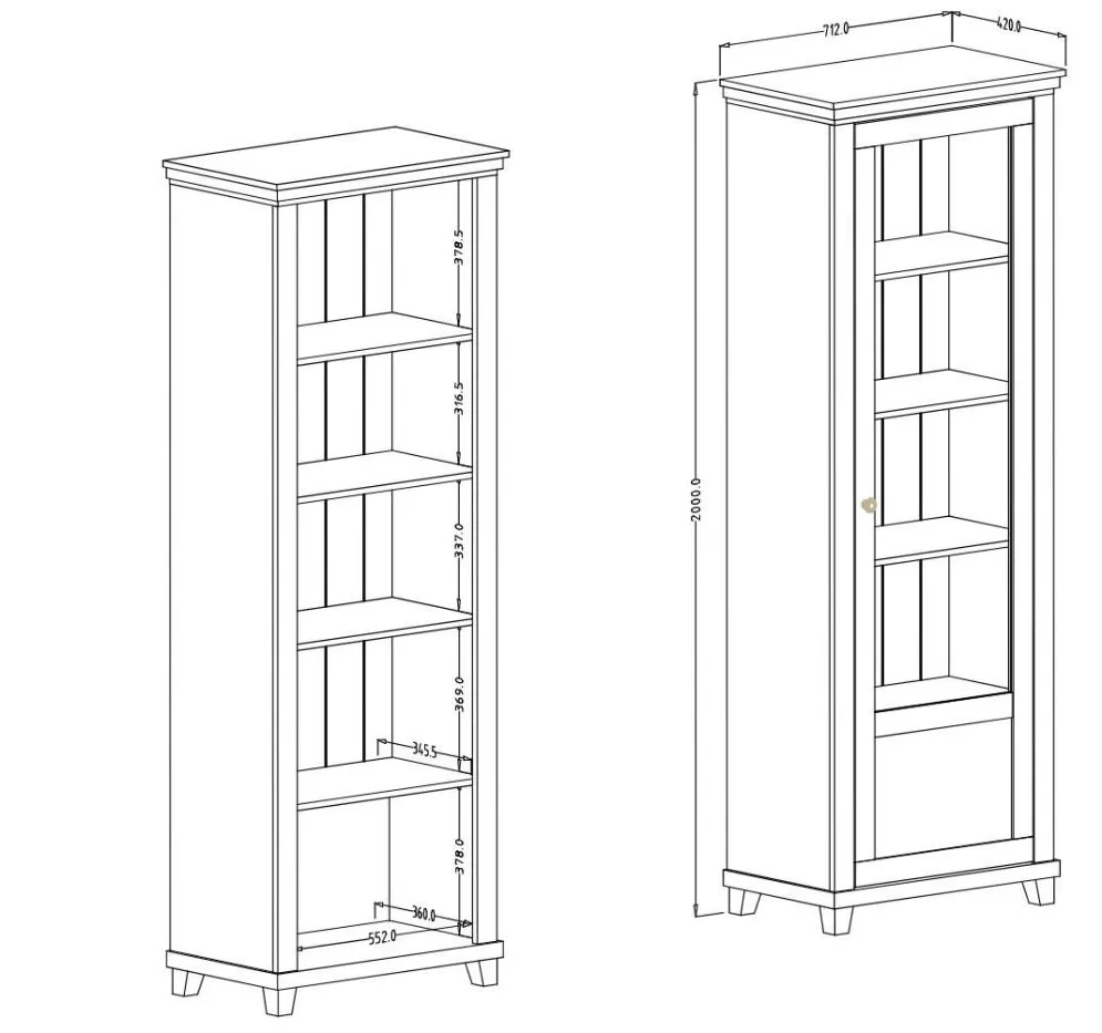 Witryna EVORA 1D zielona mat/dąb lefkas prawa HELVETIA | MIRAT.  kolekcja EVORA