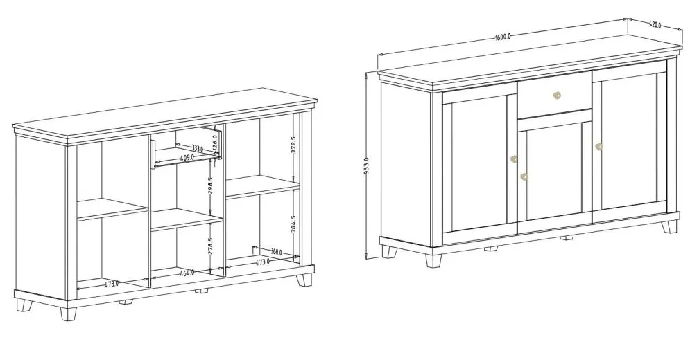 Komoda EVORA 3D1S 160 zielona mat/dąb lefkas HELVETIA | MIRAT.  kolekcja EVORA