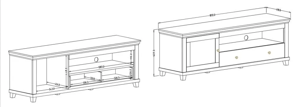 Szafka RTV EVORA 1D1S 181 zielona mat/dąb lefkas HELVETIA | MIRAT.  kolekcja EVORA