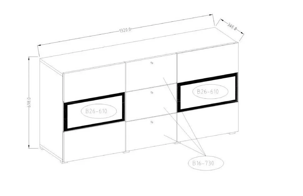 Komoda BAROS 2D3S 132 jasny beton HELVETIA | MIRAT. styl GLAMOUR kolekcja BAROS