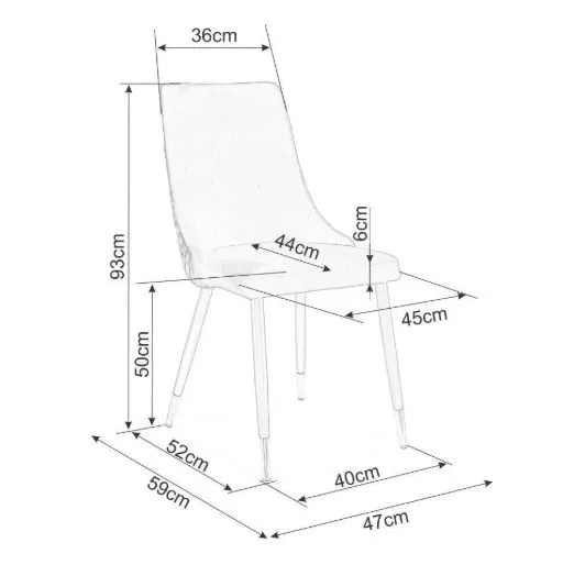 Krzesło tapicerowane PIANO VELVET czarne welurowe I sklep meblowy MIRAT. styl GLAMOUR