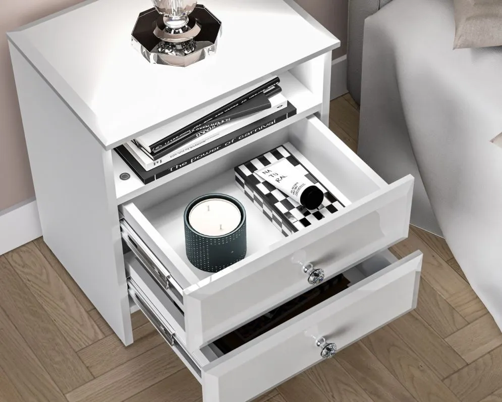 Szafka nocna BLANC 04 biały połysk I sklep meblowy MIRAT. styl GLAMOUR kolekcja BLANC