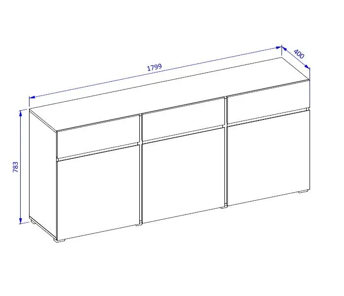 Komoda CROSS 3D3S 180cm dąb wotan/czarna trzydrzwiowa I sklep meblowy MIRAT. styl SKANDYNAWSKI kolekcja HV-CROSS