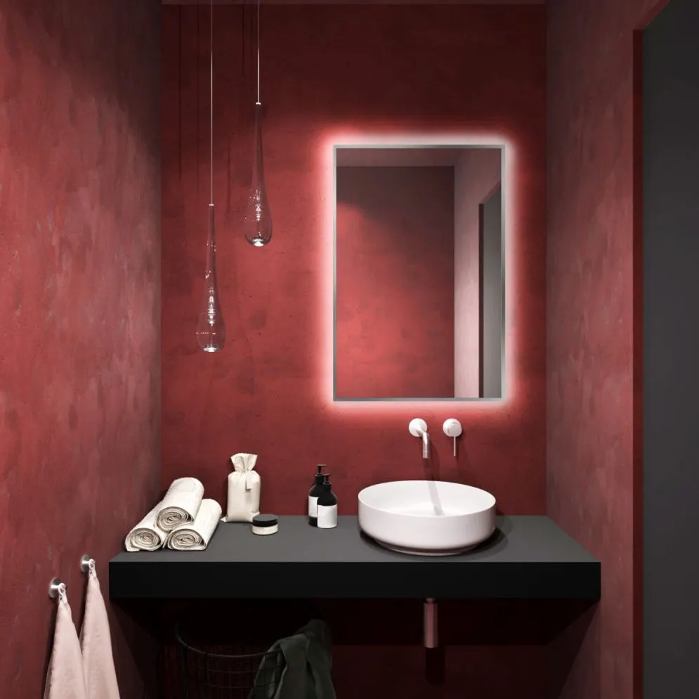 Bezpieczne lustro łazienkowe LUMO 90x60cm srebrne z oświetleniem LED I sklep meblowy MIRAT.