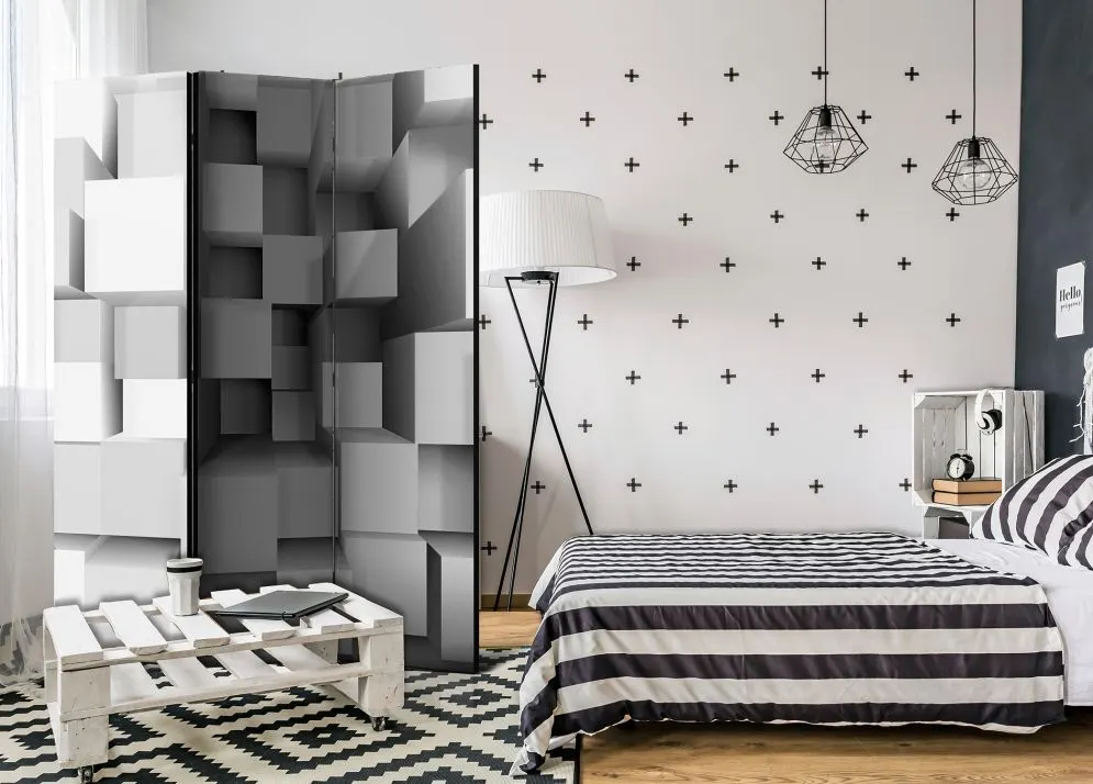 Parawan akustyczny 3D 135x172 cm 3-częściowy czarny | MIRAT.