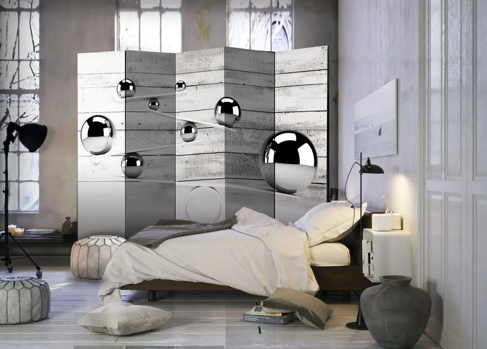 Parawan dwustronny 3D 225x172 cm 5-częściowy czarny | MIRAT.