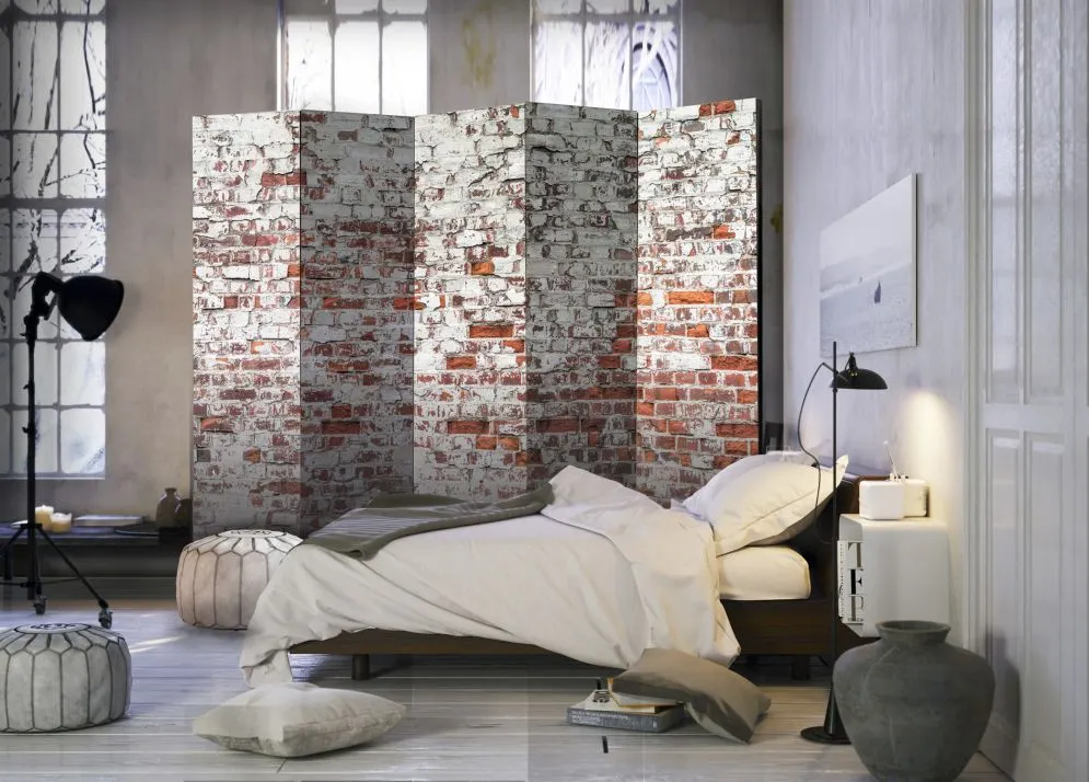 Parawan dwustronny Tła i desenie 225x172 cm 5-częściowy szary | MIRAT.