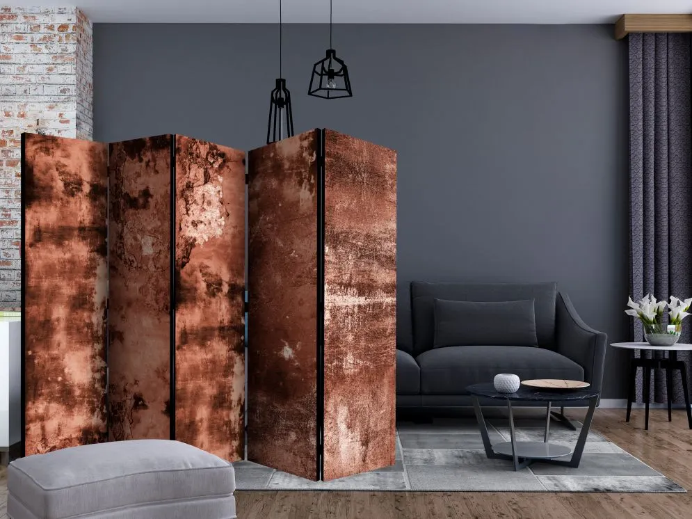Parawan dwustronny Tła i desenie 225x172 cm 5-częściowy brązowy | MIRAT.