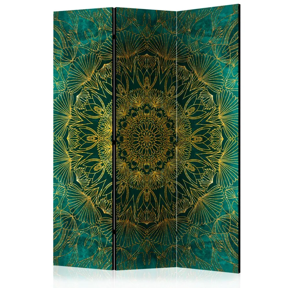 Parawan akustyczny Orient 135x172 cm 3-częściowy zielony | MIRAT.