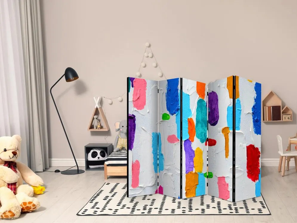 Parawan akustyczny Tła i desenie 225x172 cm 5-częściowy szary | MIRAT.