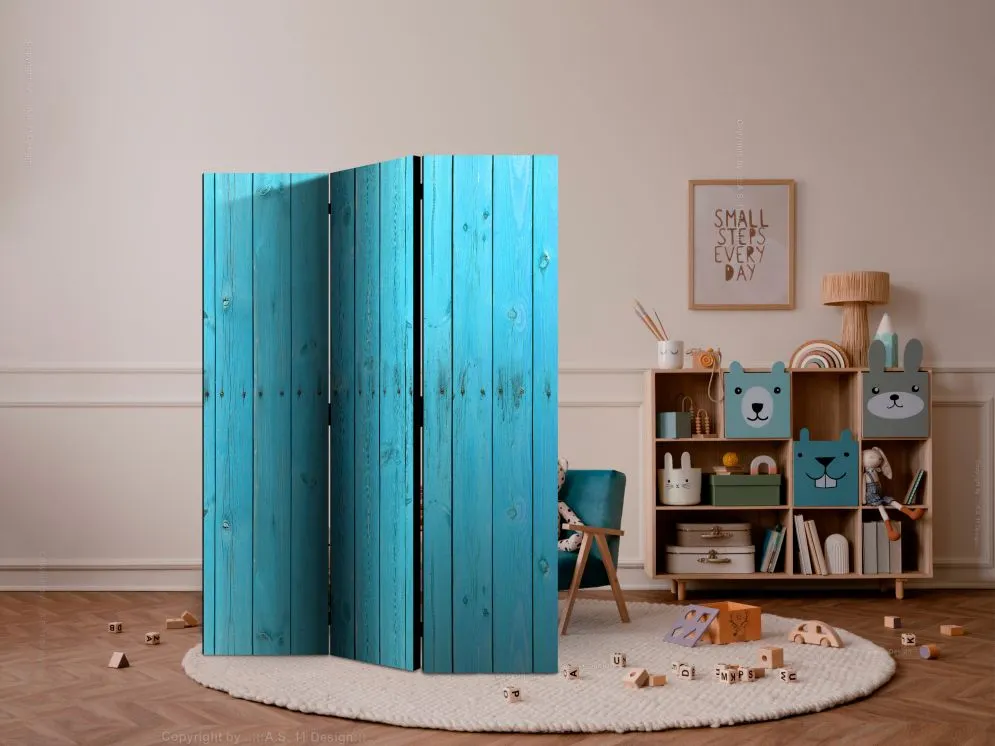 Parawan dwustronny Tła i desenie 135x172 cm 3-częściowy turkusowy | MIRAT.