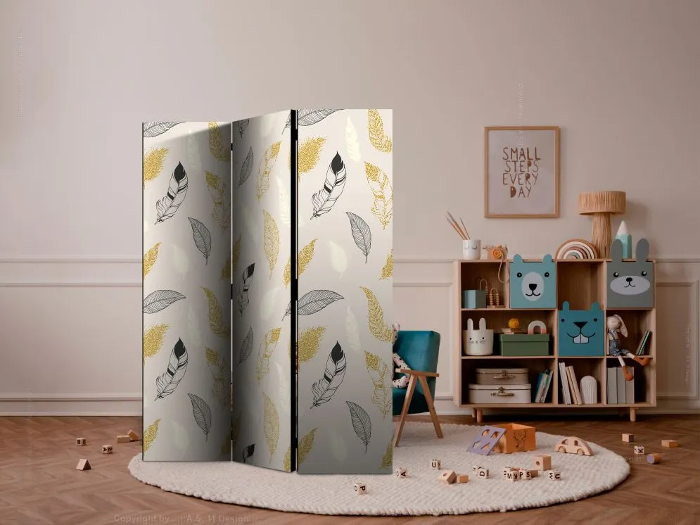 Parawan akustyczny Tła i desenie 135x172 cm 3-częściowy beżowy | MIRAT.