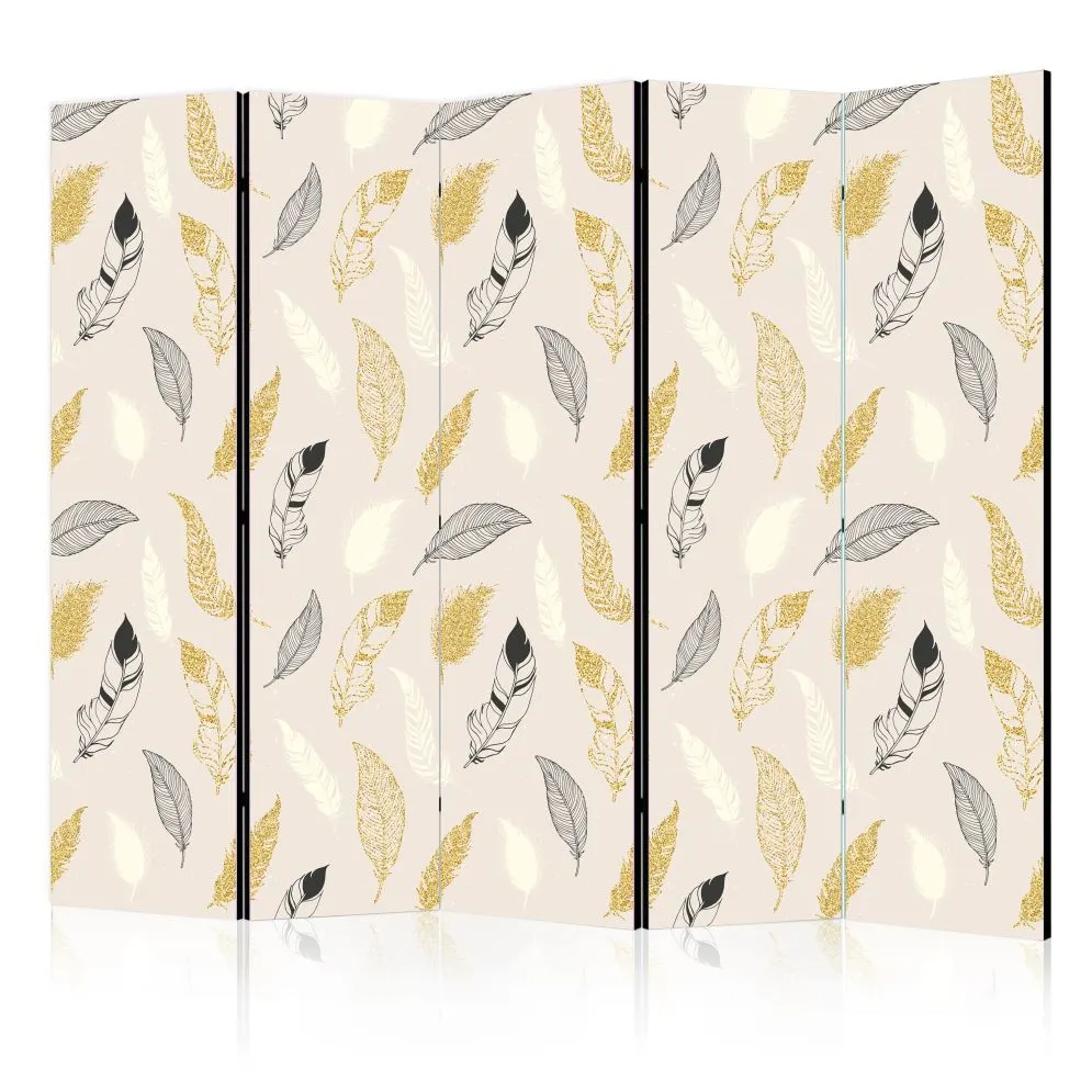 Parawan dwustronny Tła i desenie 225x172 cm 5-częściowy biały | MIRAT.