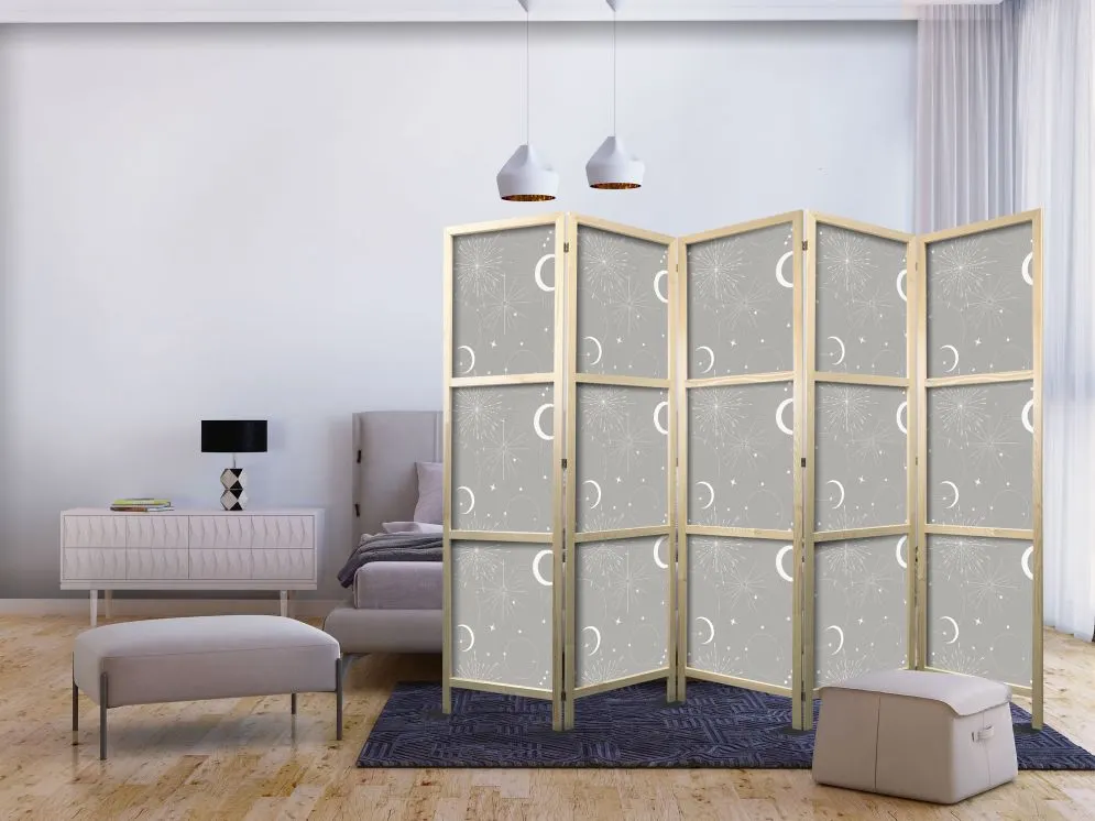 Parawan japoński Tła i desenie 225x172 cm 5-częściowy szary | MIRAT.