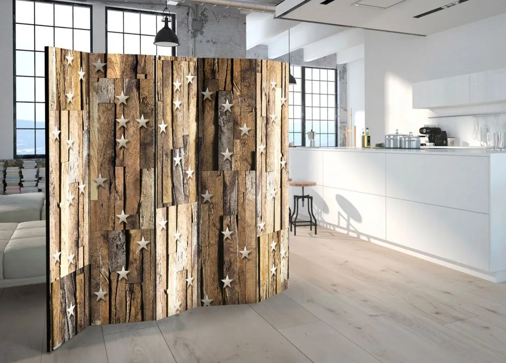 Parawan dwustronny Tła i desenie 225x172 cm 5-częściowy beżowy | MIRAT.