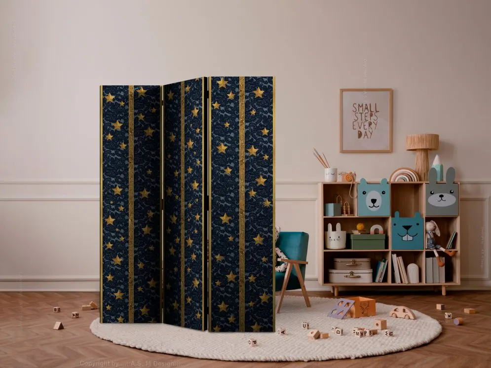 Parawan dwustronny Tła i desenie 135x172 cm 3-częściowy czarny | MIRAT.