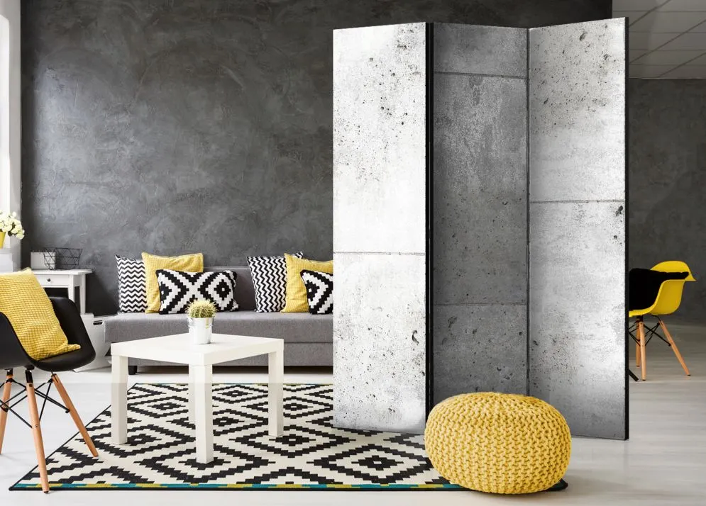 Parawan dwustronny Tła i desenie 135x172 cm 3-częściowy szary | MIRAT.