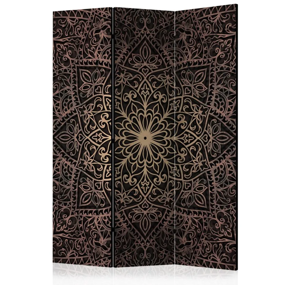 Parawan dwustronny Orient 135x172 cm 3-częściowy brązowy | MIRAT.