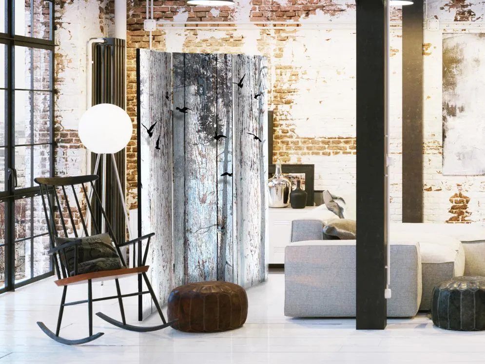 Parawan jednostronny Tła i desenie 135x172 cm 3-częściowy czarny | MIRAT.