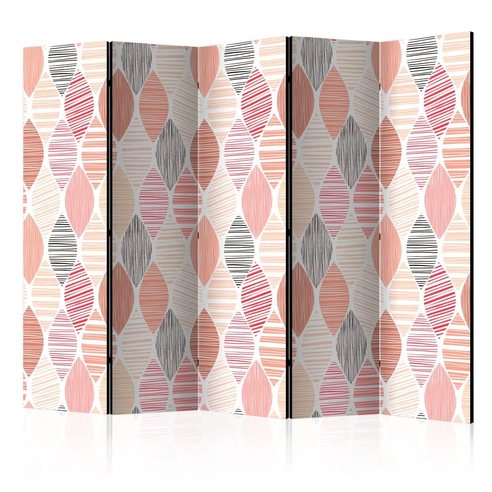 Parawan dwustronny Tła i desenie 225x172 cm 5-częściowy beżowy | MIRAT.