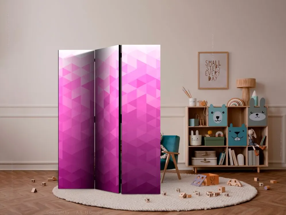 Parawan akustyczny Tła i desenie 135x172 cm 3-częściowy różowy | MIRAT.