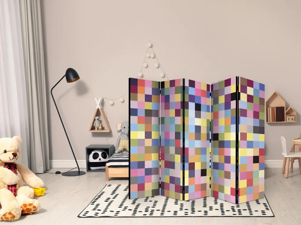 Parawan jednostronny Tła i desenie 225x172 cm 5-częściowy wielokolorowy | MIRAT.