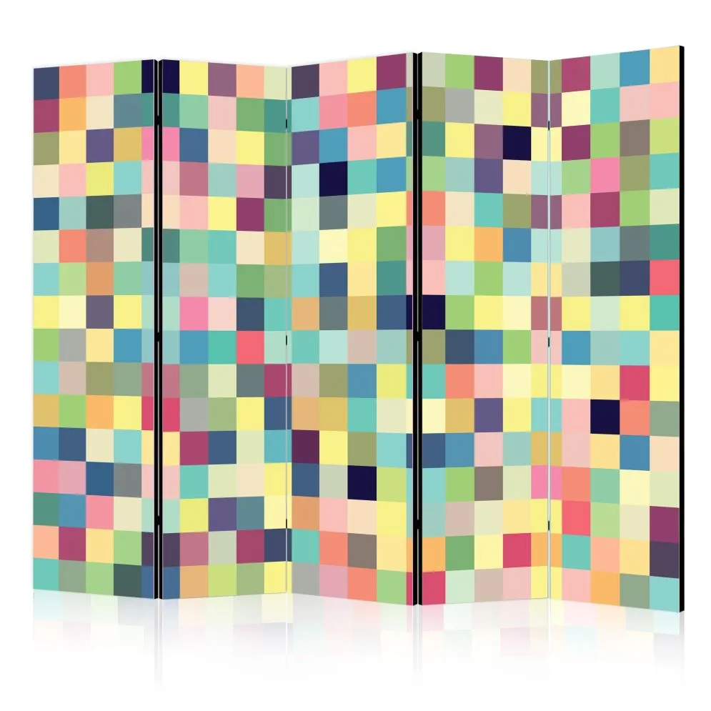 Parawan jednostronny Tła i desenie 225x172 cm 5-częściowy zielony | MIRAT.