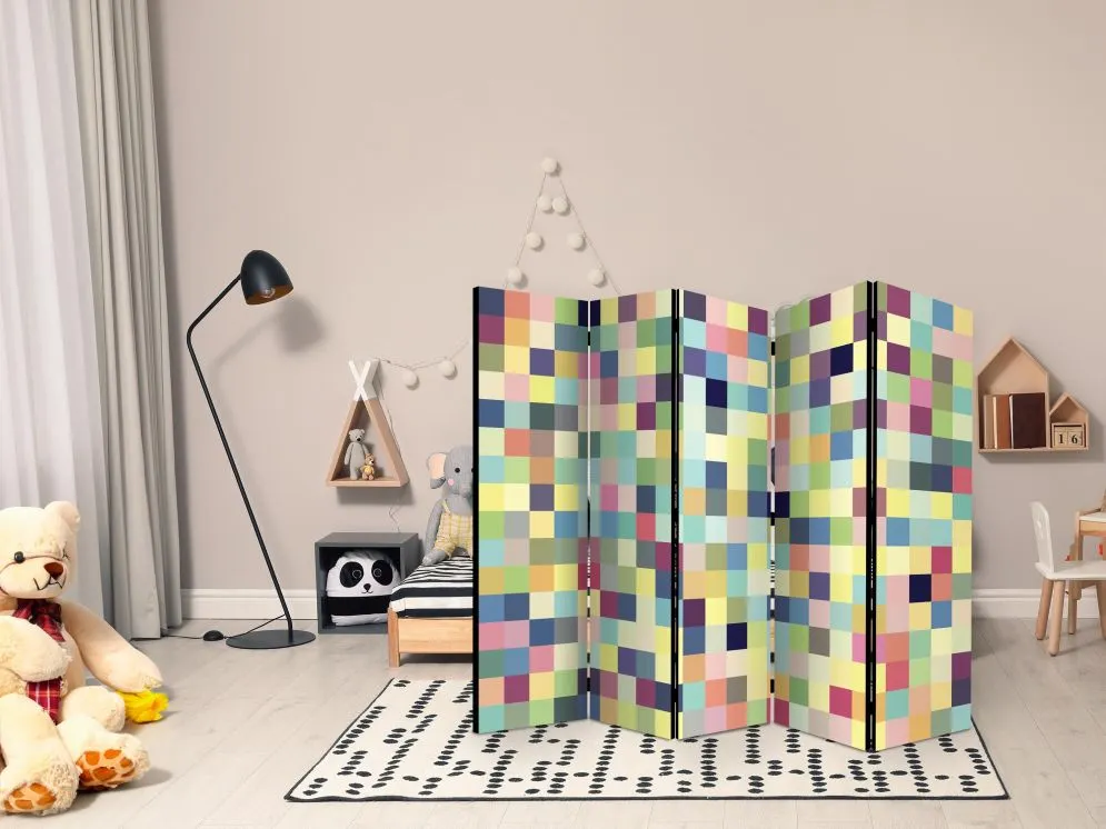 Parawan jednostronny Tła i desenie 225x172 cm 5-częściowy zielony | MIRAT.