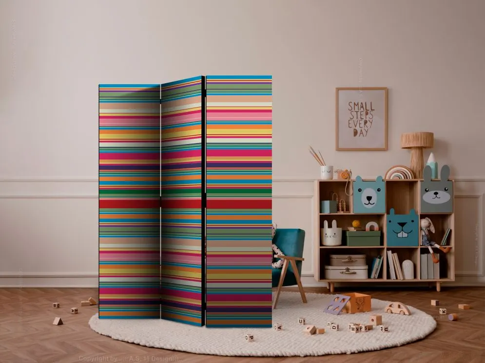 Parawan dwustronny Tła i desenie 135x172 cm 3-częściowy beżowy | MIRAT.