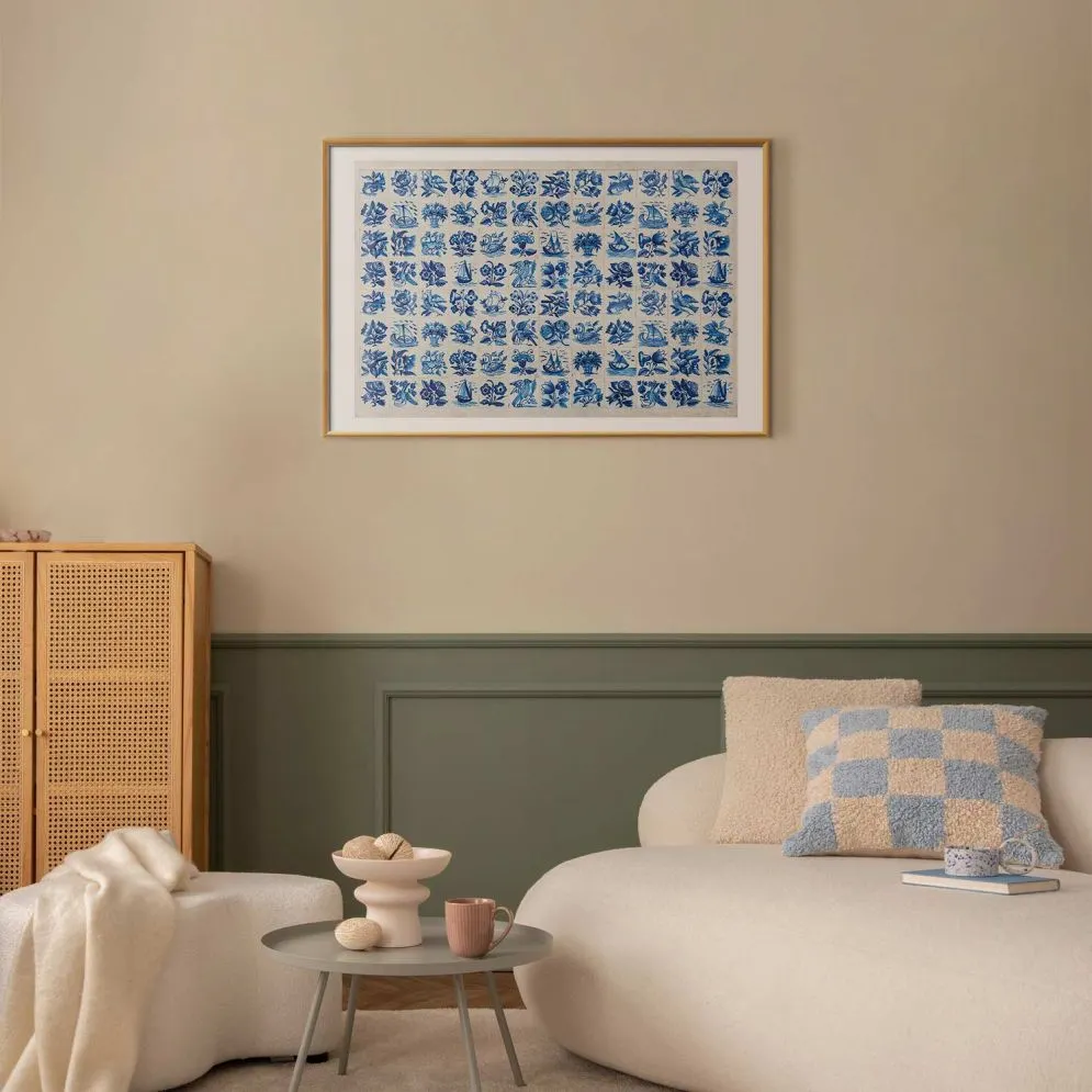 Plakat Płytki azulejos 60x40 cm z ramą złotą z marginesem | MIRAT.