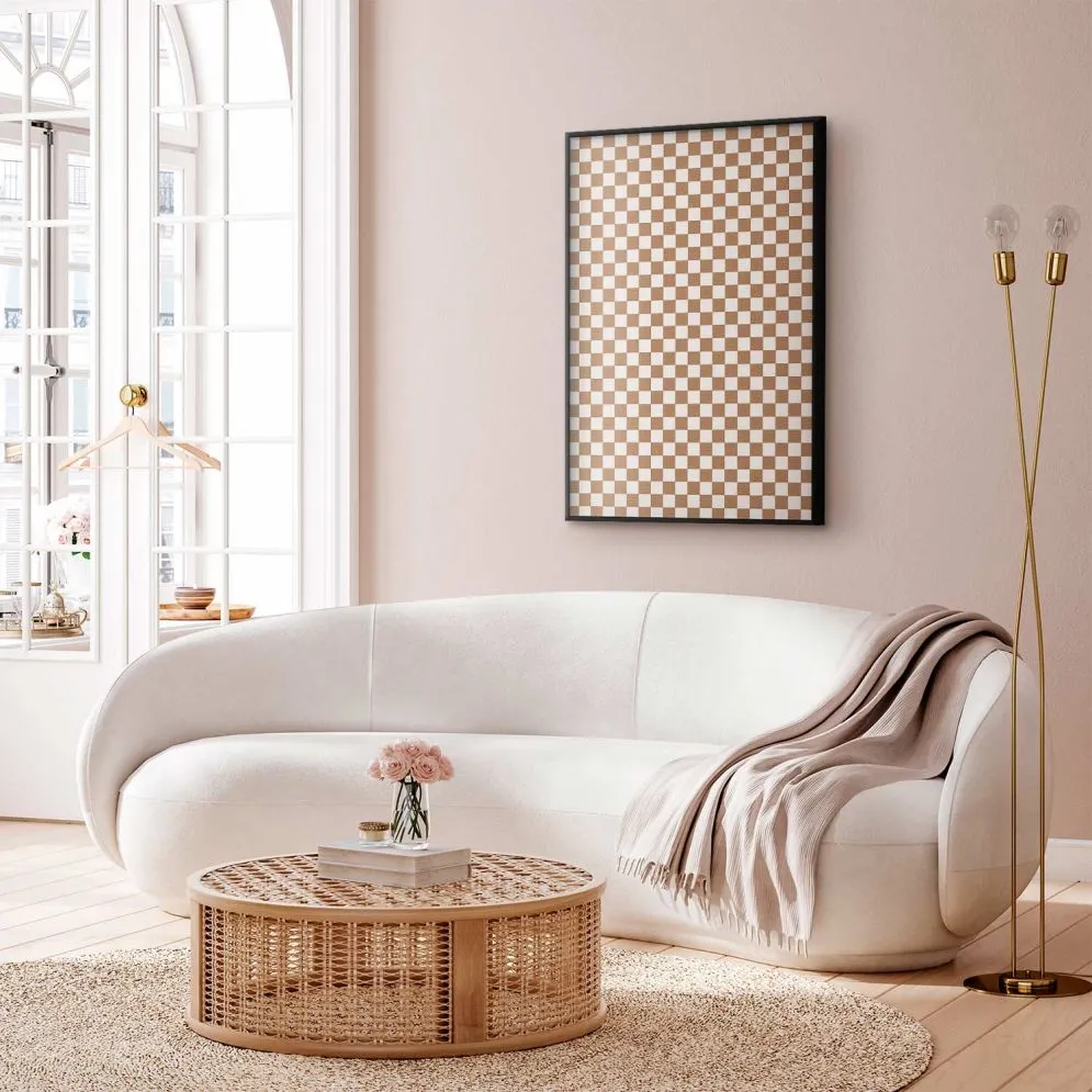 Plakat Brązowa geometria 60x90 cm z ramą czarną bez marginesu | MIRAT.