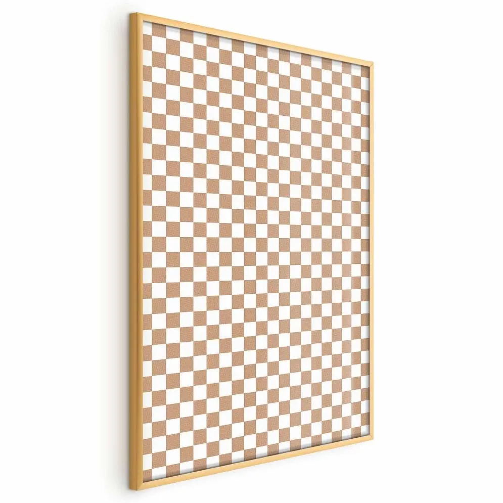 Plakat Brązowa geometria 21x30 cm z ramą złotą bez marginesu | MIRAT.