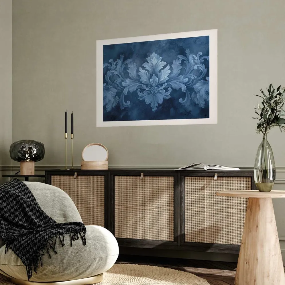 Plakat Błękitny ornament 60x40 cm bez ramy z marginesem | MIRAT.