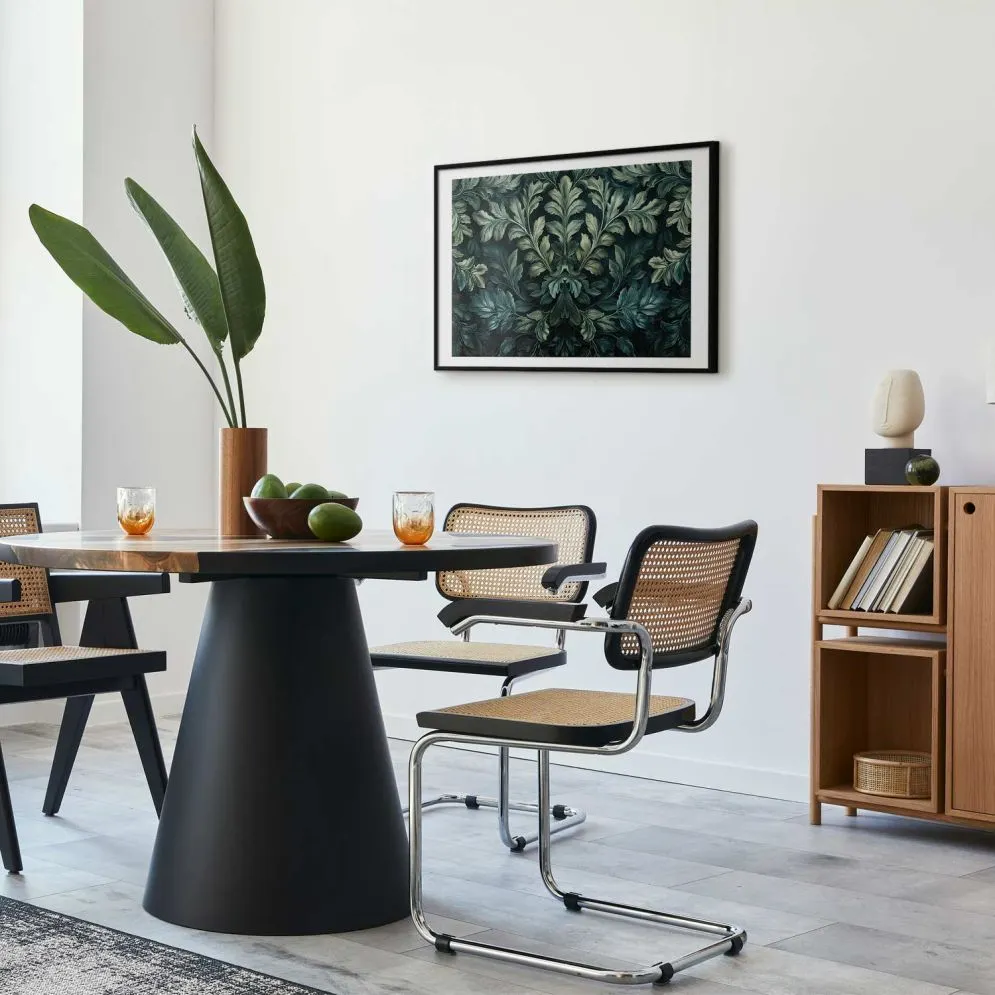 Plakat Wiktoriańskie liście 90x60 cm z ramą czarną z marginesem | MIRAT.