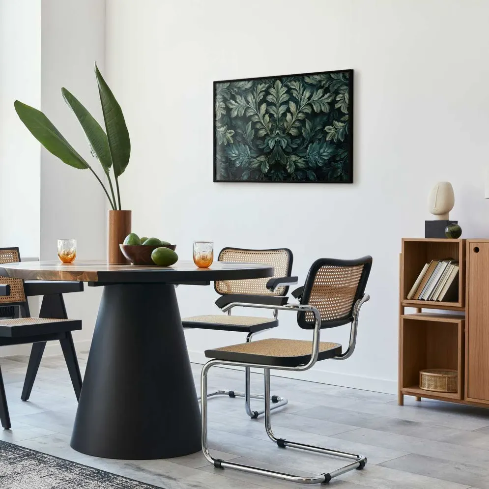 Plakat Wiktoriańskie liście 90x60 cm z ramą czarną bez marginesu | MIRAT.