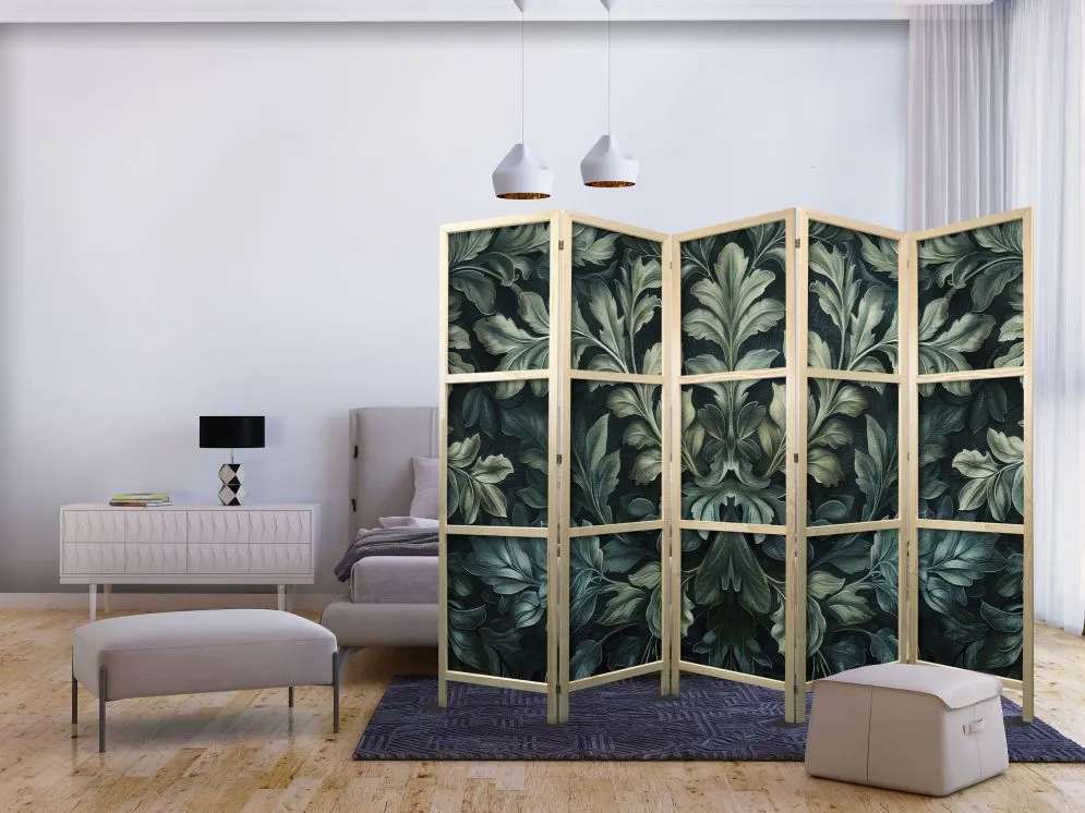 Parawan japoński Kwiaty 225x172 cm 5-częściowy zielony | MIRAT.
