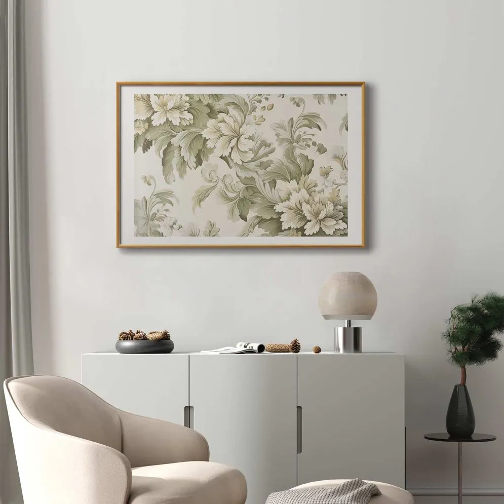 Plakat Vintage kwiaty 60x40 cm z ramą złotą z marginesem | MIRAT.