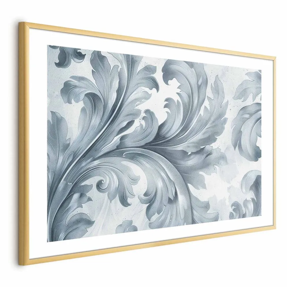 Plakat Kamienny ornament 60x40 cm z ramą złotą z marginesem | MIRAT.