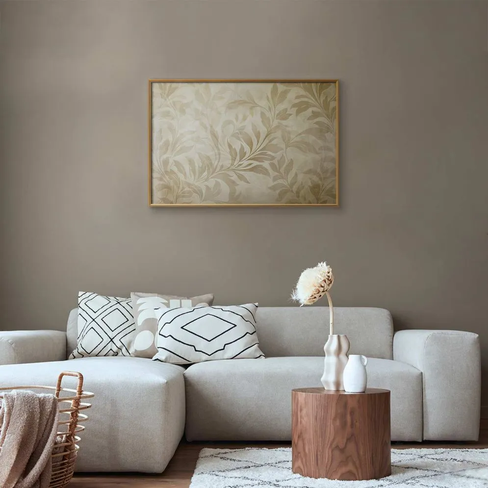 Plakat Piaskowe listki 42x29,7 cm z ramą złotą bez marginesu | MIRAT.