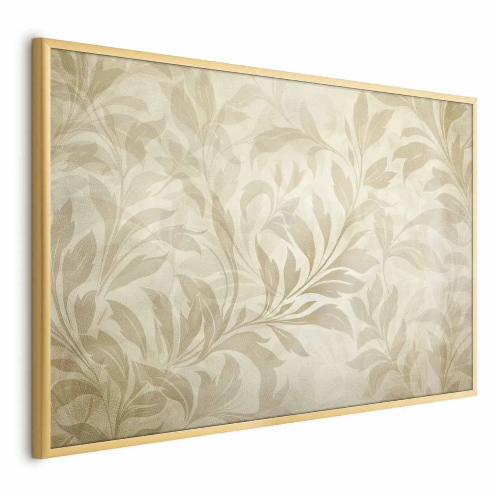 Plakat Piaskowe listki 42x29,7 cm z ramą złotą bez marginesu | MIRAT.