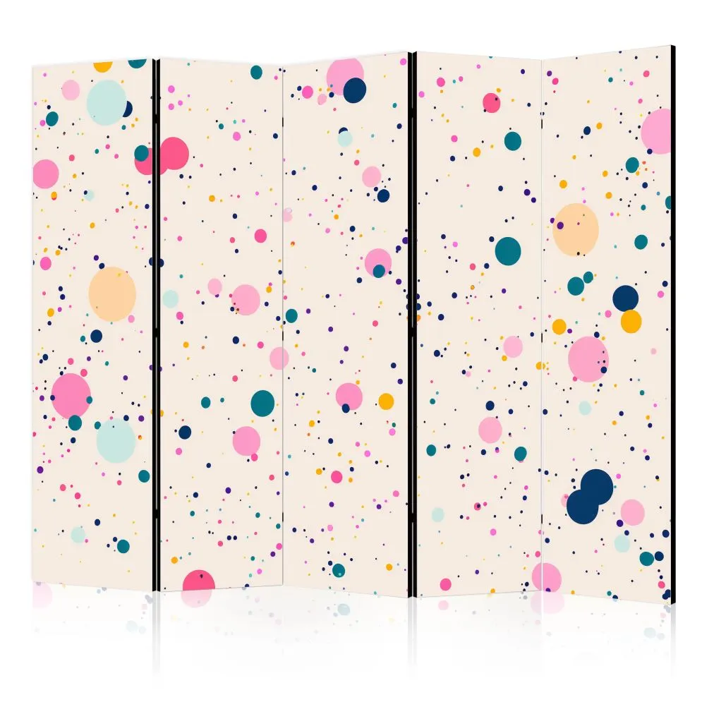 Parawan jednostronny Tła i desenie 225x172 cm 5-częściowy biały | MIRAT.