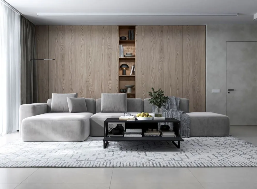 Stolik kawowy TAL 3D 110x54cm czarny mat w stylu loft I sklep meblowy MIRAT. styl LOFT, RYFLOWANY kolekcja TAL