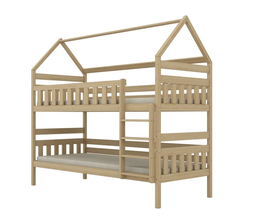 Łóżko piętrowe domek FELIKS 200x90 sosna surowa z szufladami I sklep meblowy MIRAT. styl SKANDYNAWSKI kolekcja FELIKS